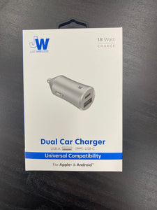 Just Wireless 3.4A Dual Port USB-a and USB-C Car Charger - Gray