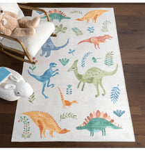 Load image into Gallery viewer, 5 x 8 Pavani Dinosaur SplashGuard Machine Washable Kids Area Rug
