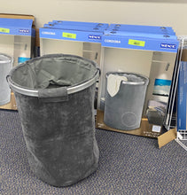 Load image into Gallery viewer, Laundry Bin Gray Freestanding w/Metal Rim &amp; Drawstring

