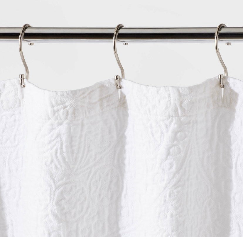 Matelasse Medallion Shower Curtain White