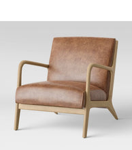 Load image into Gallery viewer, Esters Wood Armchair - Caramel Faux Leather
