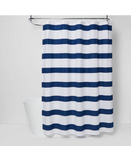 Rugby Stripe Shower Curtain White/Blue Cool
