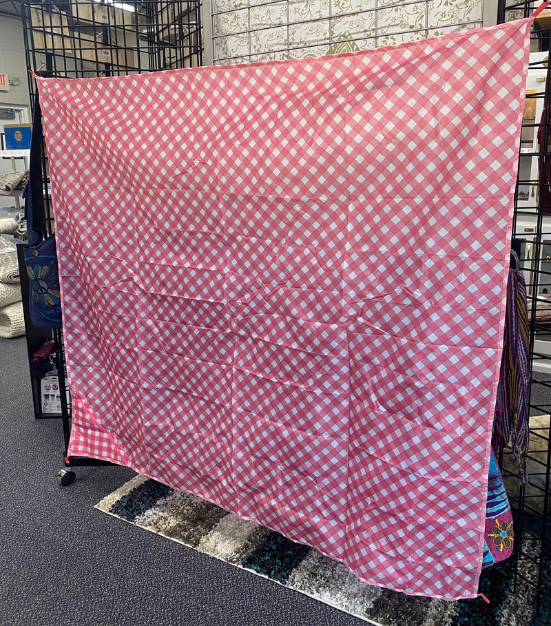 Portable Outdoor Blanket w/Stakes - Red Gingham
