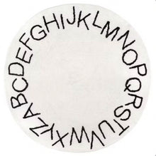 Load image into Gallery viewer, 4&#39; Washable Round Alphabet Rug - White
