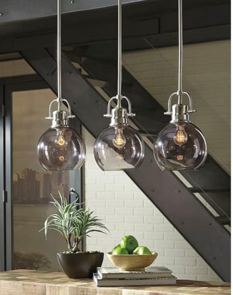Signature Design by Ashley - Johano Contemporary Glass Pendant Adjustable Light Fixture