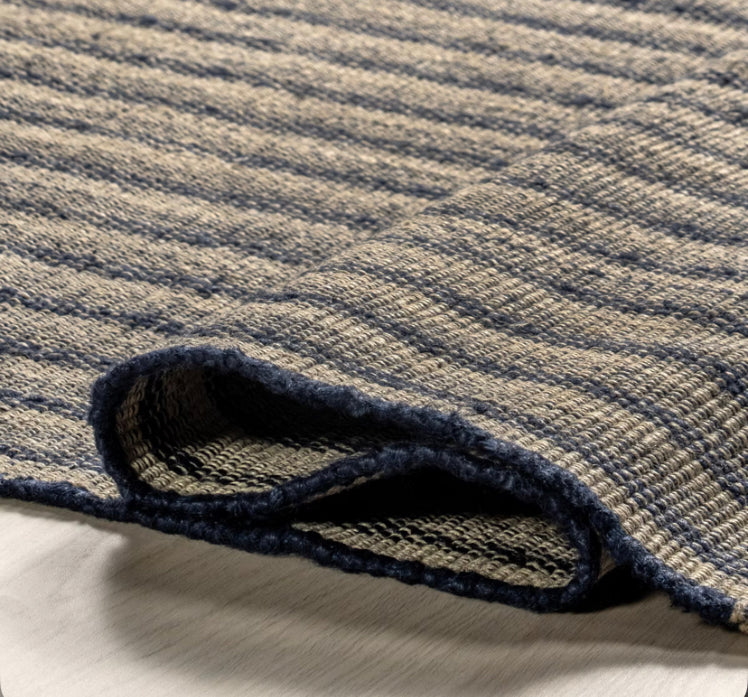 Lake Striped Jute Area Rug Blue 10' x 14'