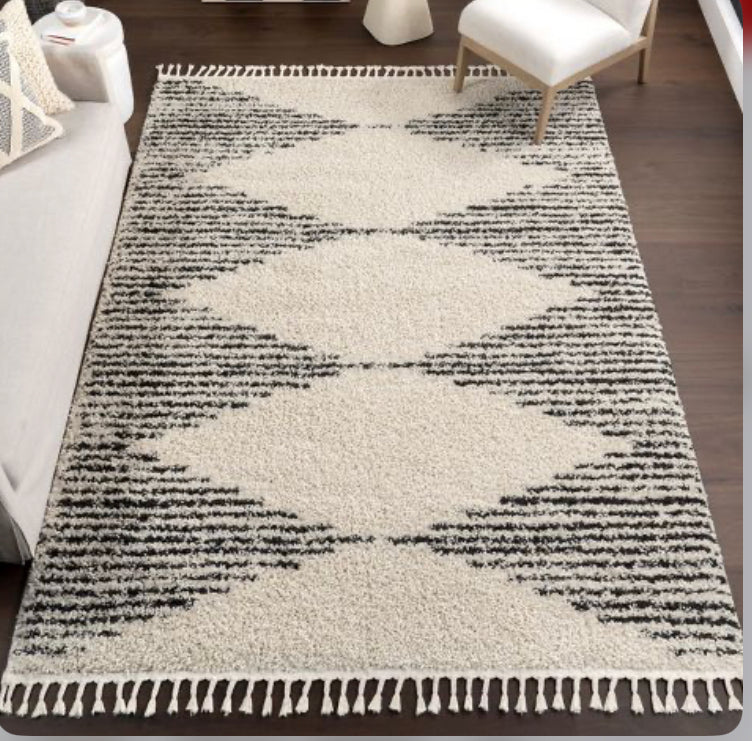 6’ Square Bria Moroccan Diamond Tassel Indoor Area Rug