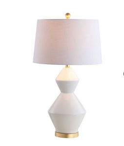 29" Alba Geometric Ceramic/Metal LED Table Lamp White (Includes Energy Efficient Light Bulb) - JONA