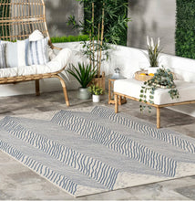 Load image into Gallery viewer, Wavy Chevron Outdoor Area Rug Blue 6' 3" x 9' 2"
