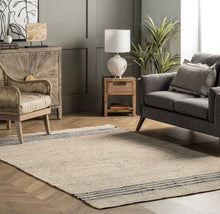Load image into Gallery viewer, 3’ x 5’6” Striped Jute Flatweave Rug

