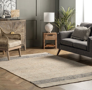 3’ x 5’6” Striped Jute Flatweave Rug