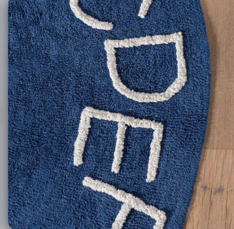 6' Washable Round Alphabet Rug - Navy