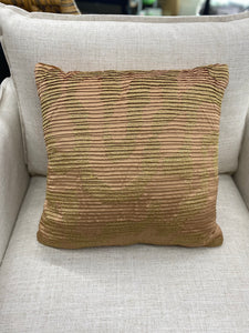 Geometric Patterned Pleated Satin with Metallic Embroidery Square Throw Pillow