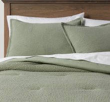 Load image into Gallery viewer, Twin/Twin XL Washed Waffle Weave Comforter &amp; Sham Set Sage Green
