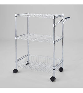 3 Tier Metal Utility Cart Chrome