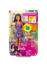 Load image into Gallery viewer, Barbie Pup Adoption Playset and Doll with Brown Hair, 2 Puppies and Color-Change
