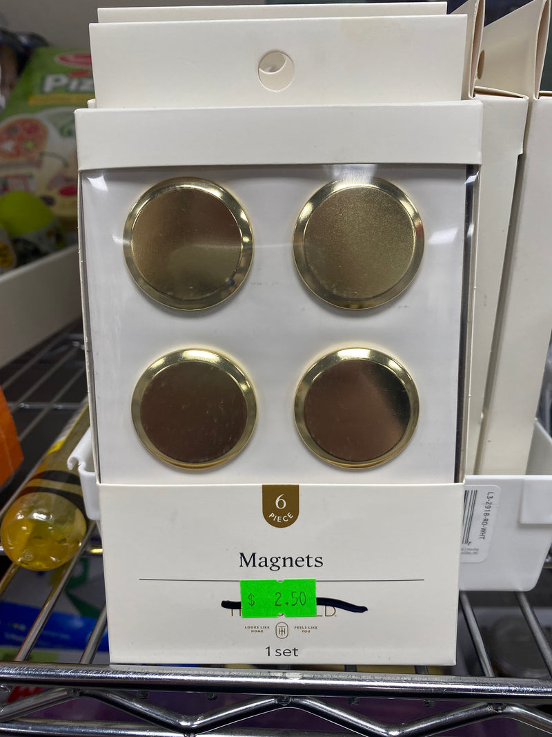 6pk Round Metal Soft Gold Magnets