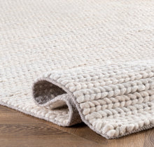 Load image into Gallery viewer, Penelope Wool Braided Handmade Area Rug, Off White 8&#39;x10&#39;

