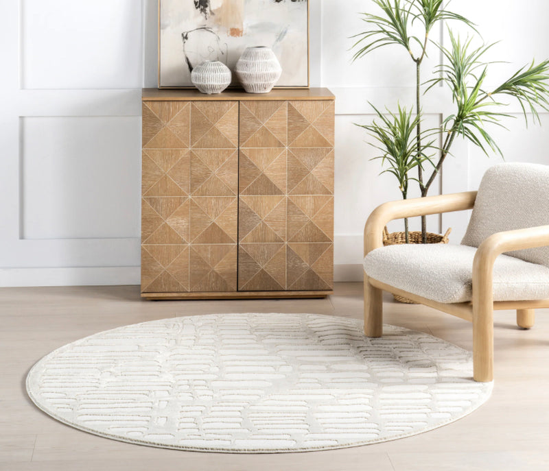 6” Belen Modern Abstract Washable Round Area Rug