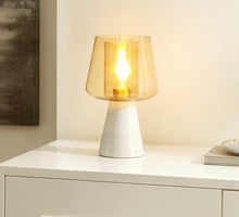 Load image into Gallery viewer, Soraya 14&quot; Amber/White Glass &amp; Marble Table Lamp
