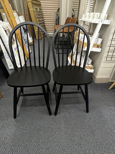 Set of 2 Windsor Dining Chairs - Black - read description