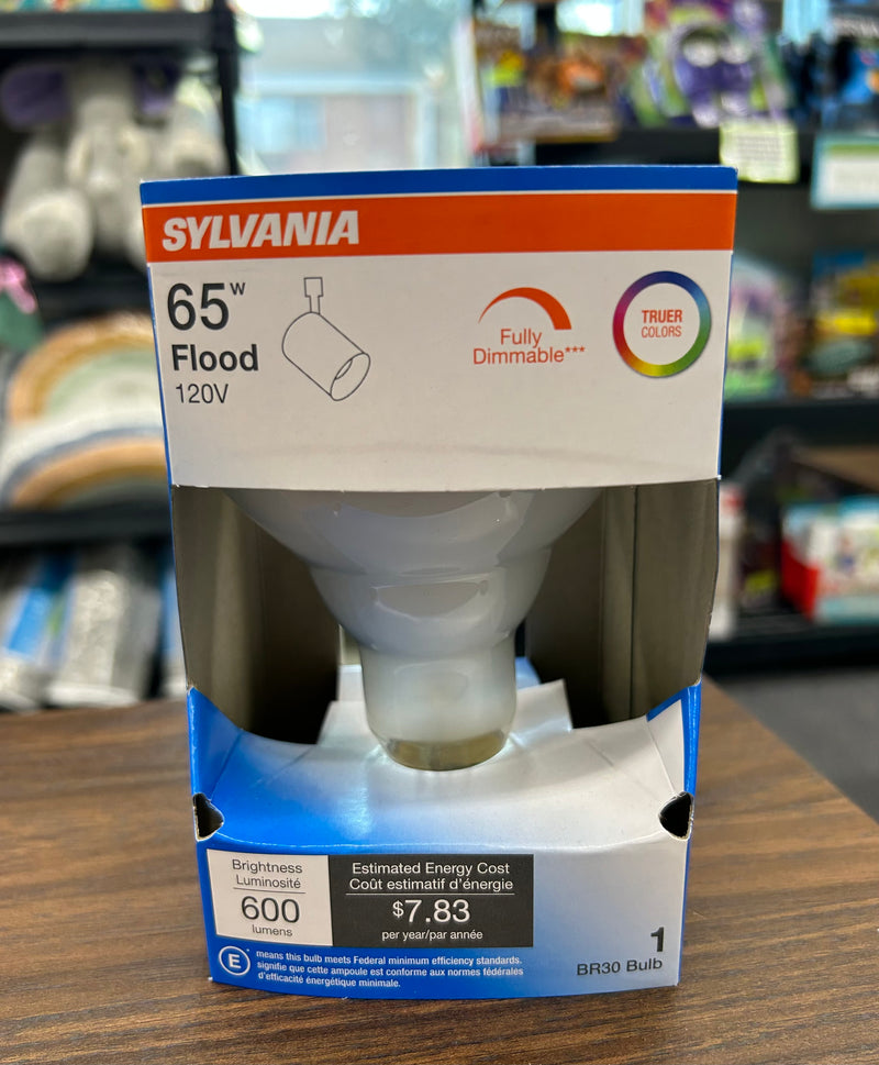 Sylvania 65W BR30 Indoor Flood Light Bulbs - 120V - 600 Lumens - Soft White
