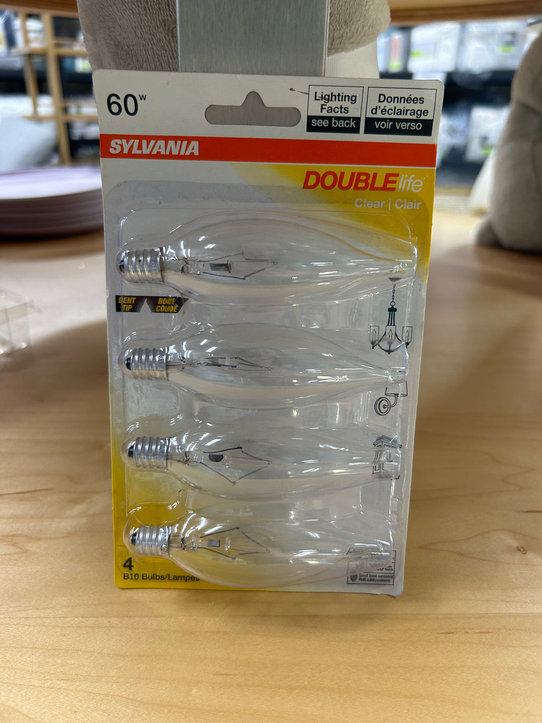 4pk. SYLVANIA Double Life 60W B10 Bulbs