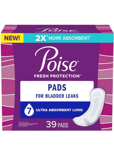 Poise Incontinence Bladder Control Pads for Women - Ultra Absorbency (7 Drop) - 39CT Long