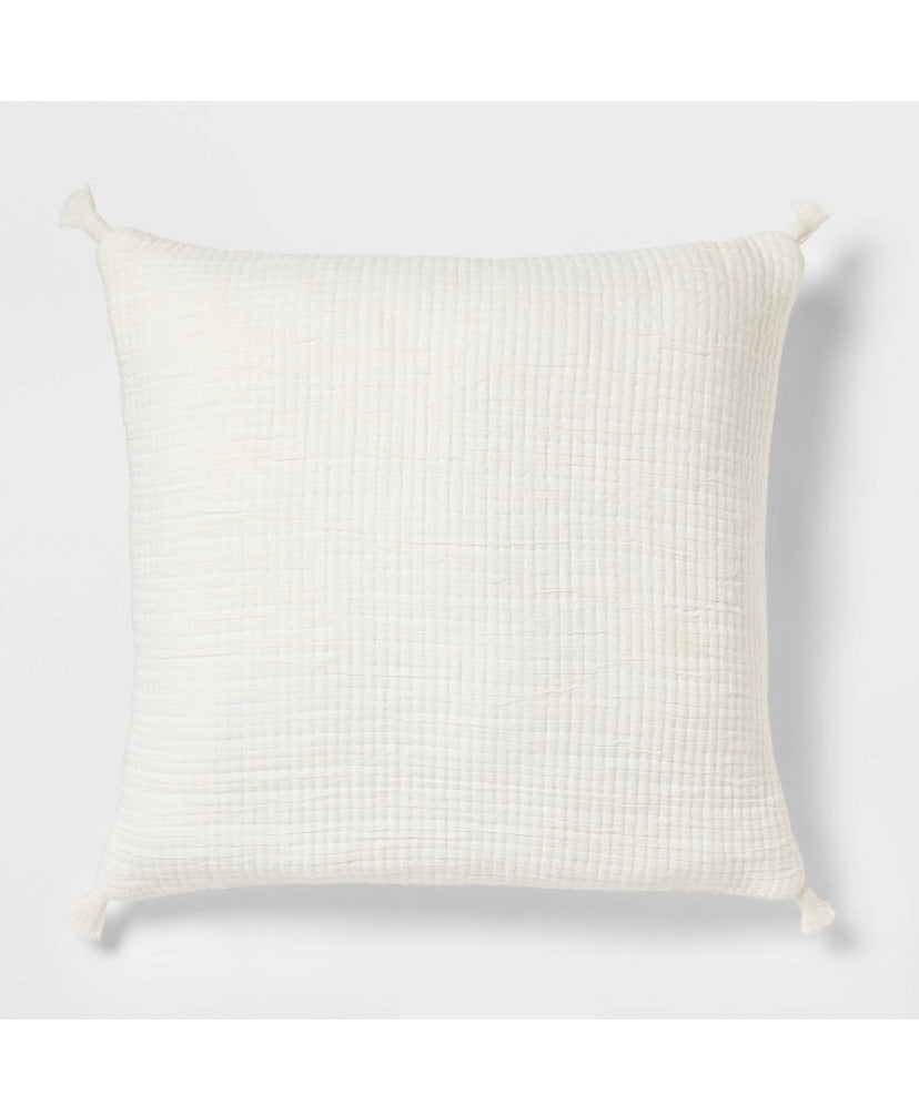 Euro Double Cloth Decorative Throw Pillow Cream