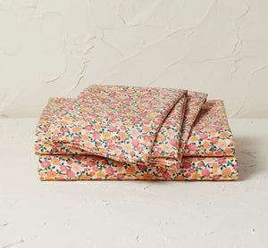 Twin/Twin XL Printed Cotton Percale Sheet Set Floral