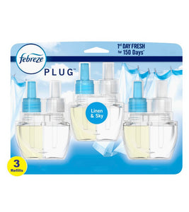 Febreze Odor-Fighting Fade Defy Plug Air Freshener Refill - Linen & Sky - 2.63 fl oz/3pk