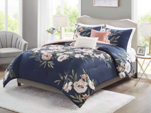 Load image into Gallery viewer, Leilani Floral Print Comforter Bedding Set Navy/Blush - Twin/TwinXL
