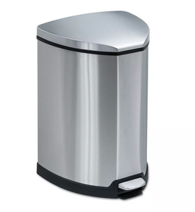 Safco Step-On Waste Receptacle Triangular Stainless Steel 4gal Chrome/Black*- read description