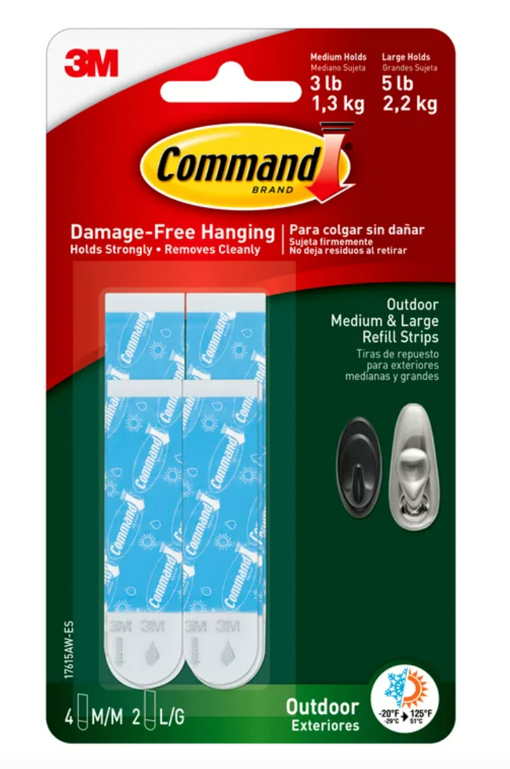 Command Outdoor Refill Strips 4 Medium & 2 Large Strips- White