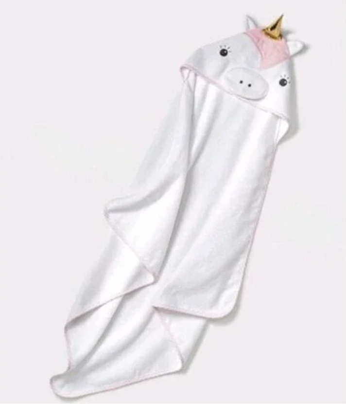 Baby Unicorn Hooded Towel - White