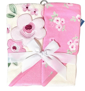 Gerber Baby Girls' 2pk Floral Terry Hooded Bath Towel - Pink/Off-White
