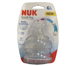 Nuk Smooth Flow Silicone Nipples 2pk. Ages 6m+