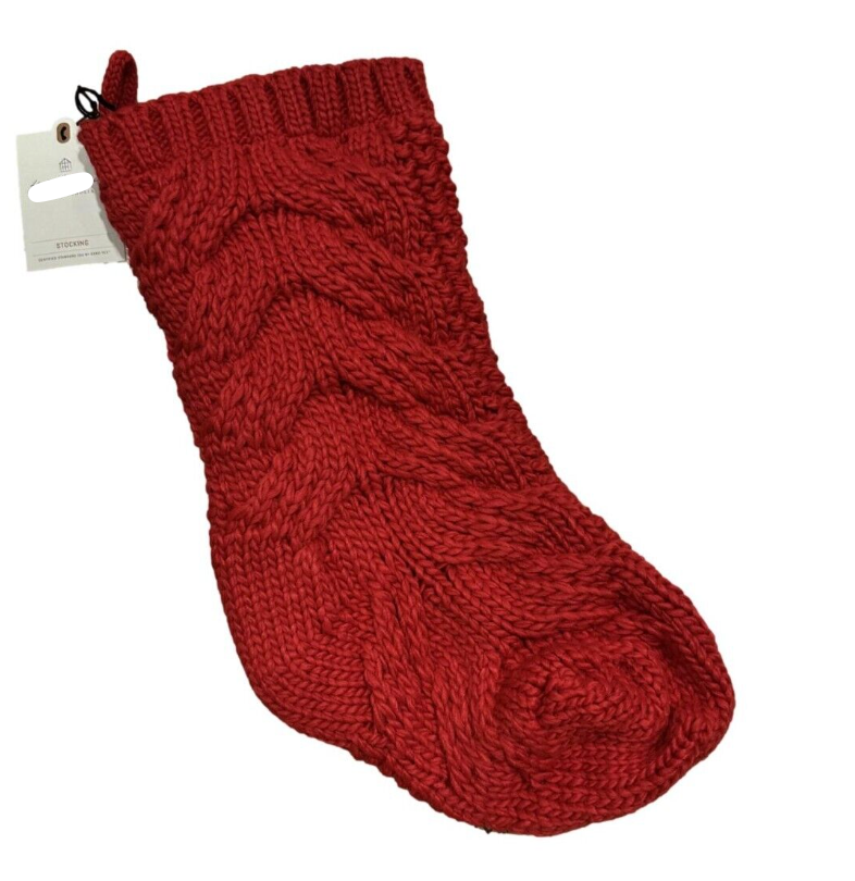 Solid Cable Knit Stocking (Red)