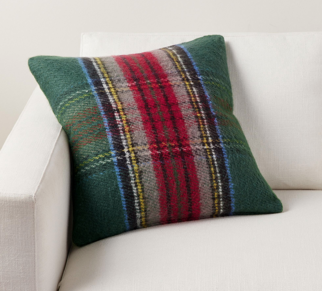 Stewart Plaid Pillow - Green Multi Stripe