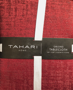 Tahari Home Tablecloth 60"x120" - Red Metallic