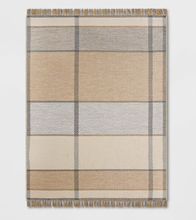 Load image into Gallery viewer, 5&#39; x 7&#39; Oversized Plaid Outdoor Rug- Gray
