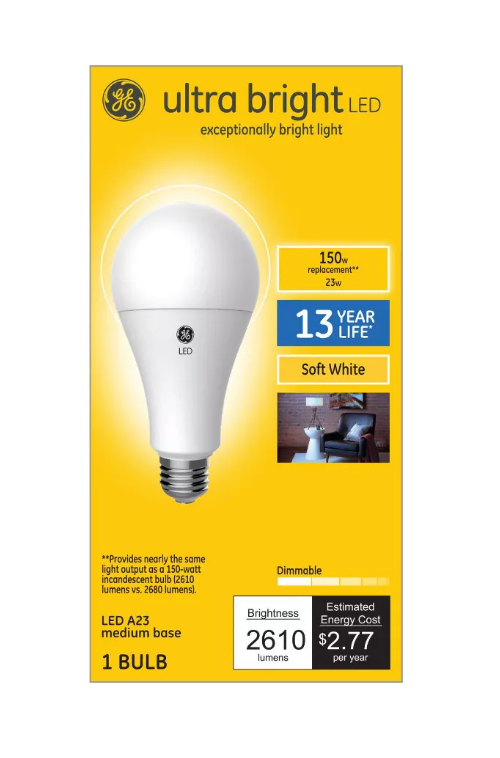 GE 150W A23 Ultra Bright LED Aline Light White