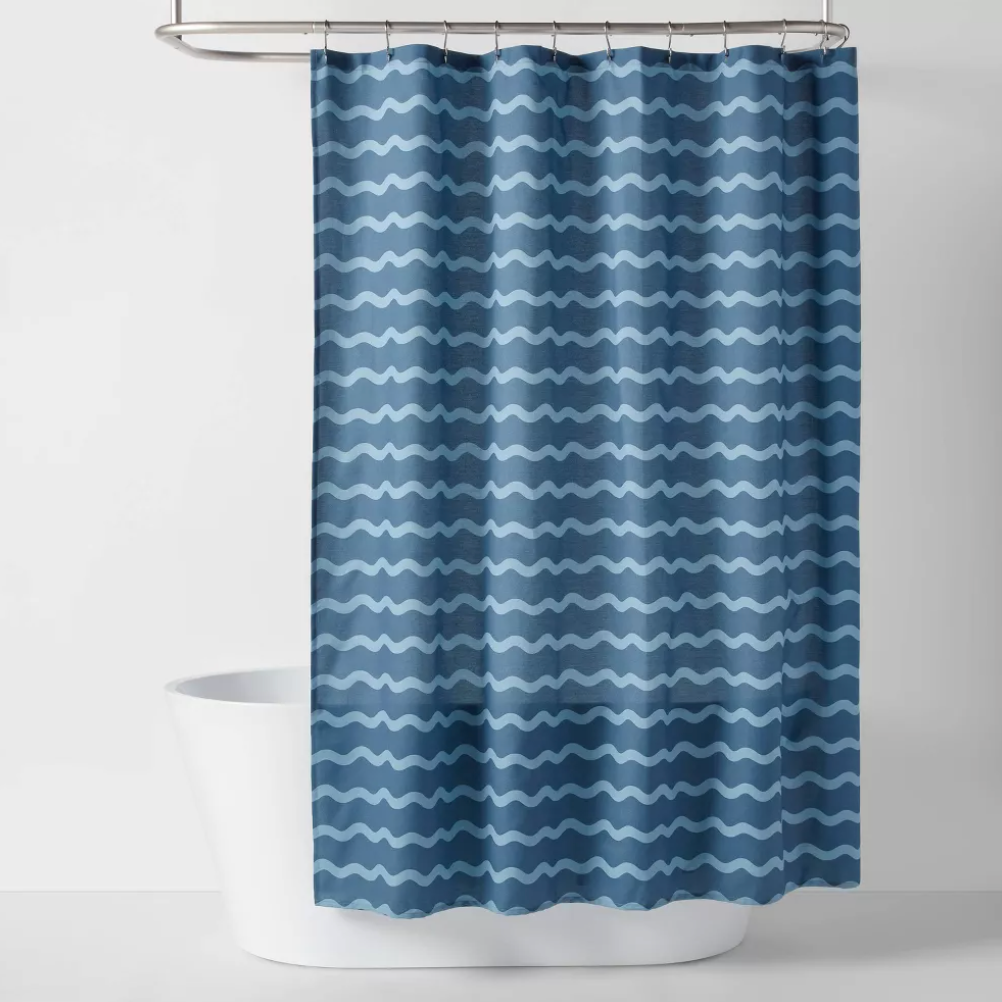 Wave Kids' Shower Curtain Blue