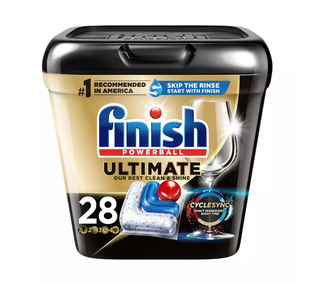 Finish Ultimate Dishwasher Detergent Tabs with CycleSync Technology - 28ct