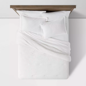 King Washed Waffle Weave Comforter & Pillow Sham Set - White
