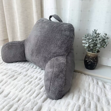 Load image into Gallery viewer, Faux Shearling Bed Rest Pillow Gray
