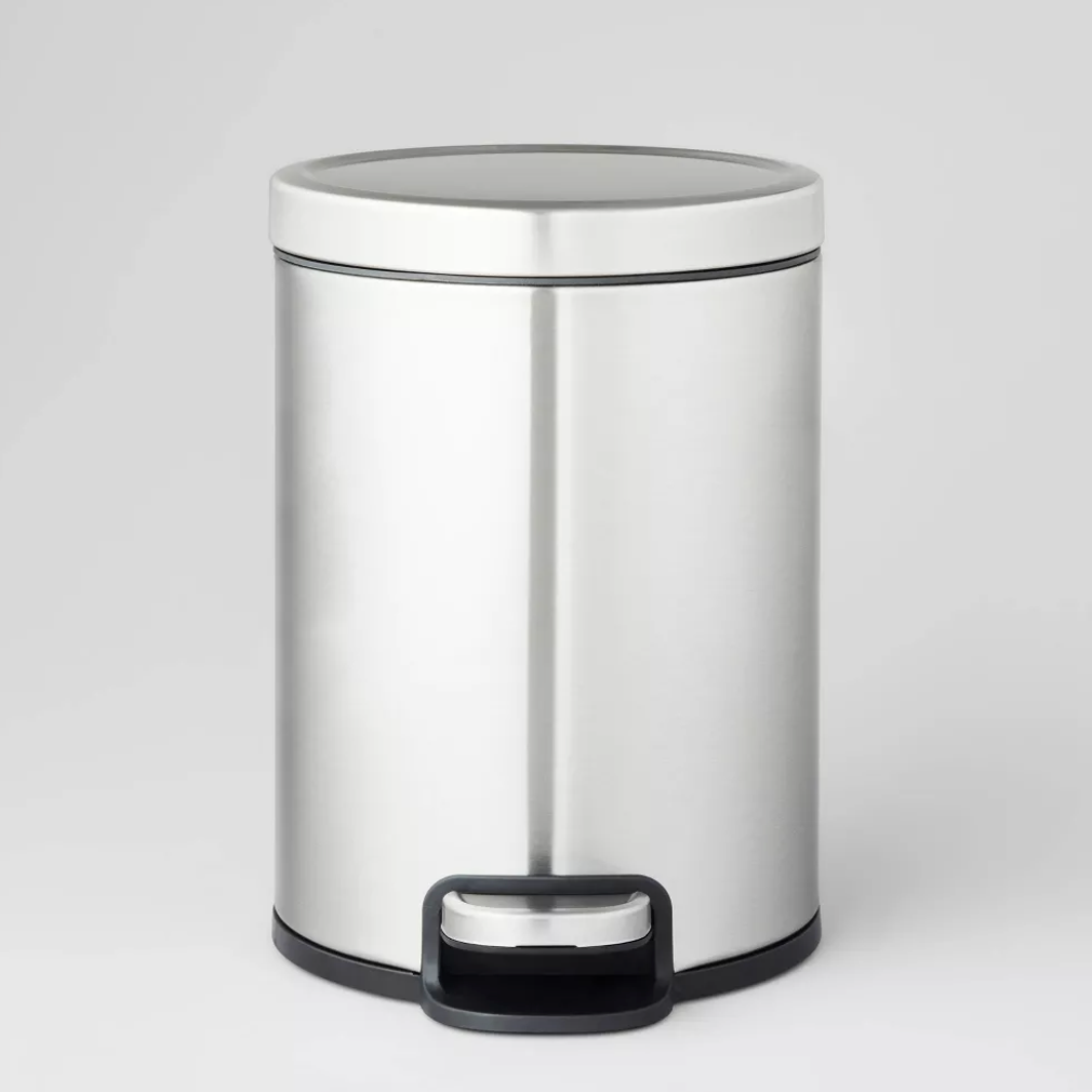 5L Round Step Trash Can Silver