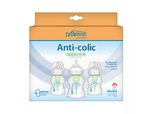 Dr. Brown's 9oz Anti-Colic Options+ Wide-Neck Baby Bottle with Level 1 Slow Flow Nipple - 2pk. - 0m+