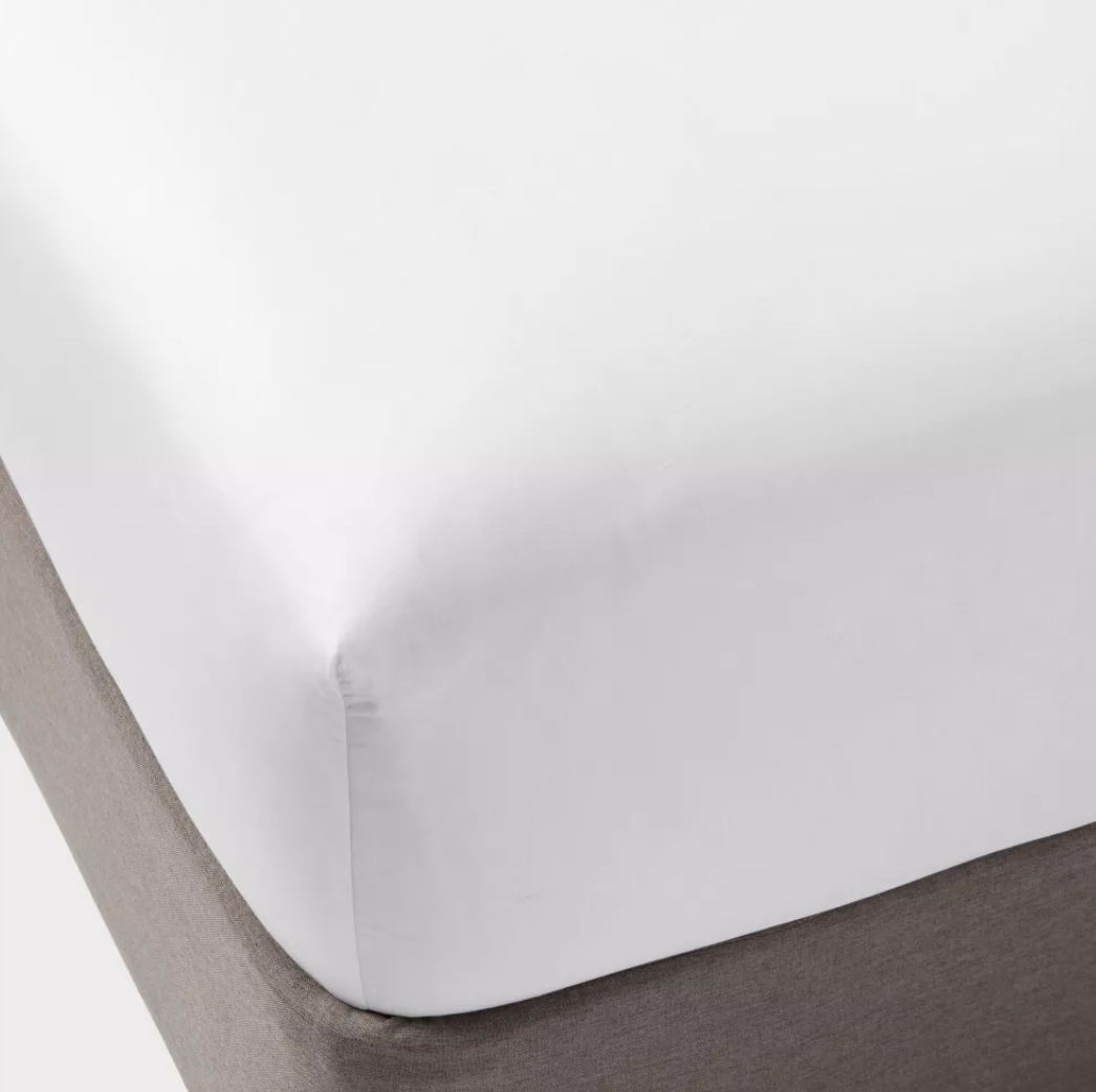 Queen Cotton Blend Sateen Fitted Sheet - White