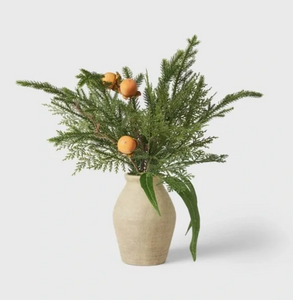 Mixed Greenery with Oranges in Pot Arrangement